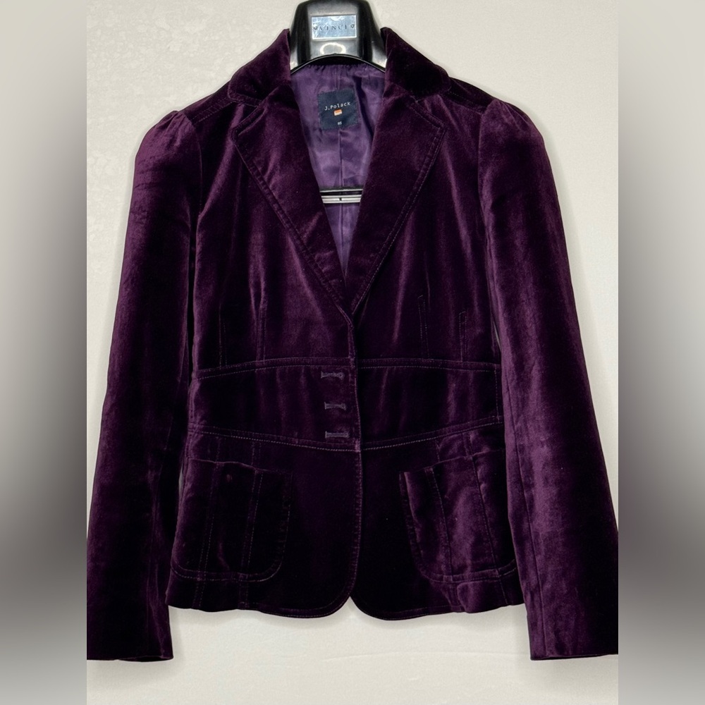 J.Polack‎ Deep Purple Velvet Tailored Blazer